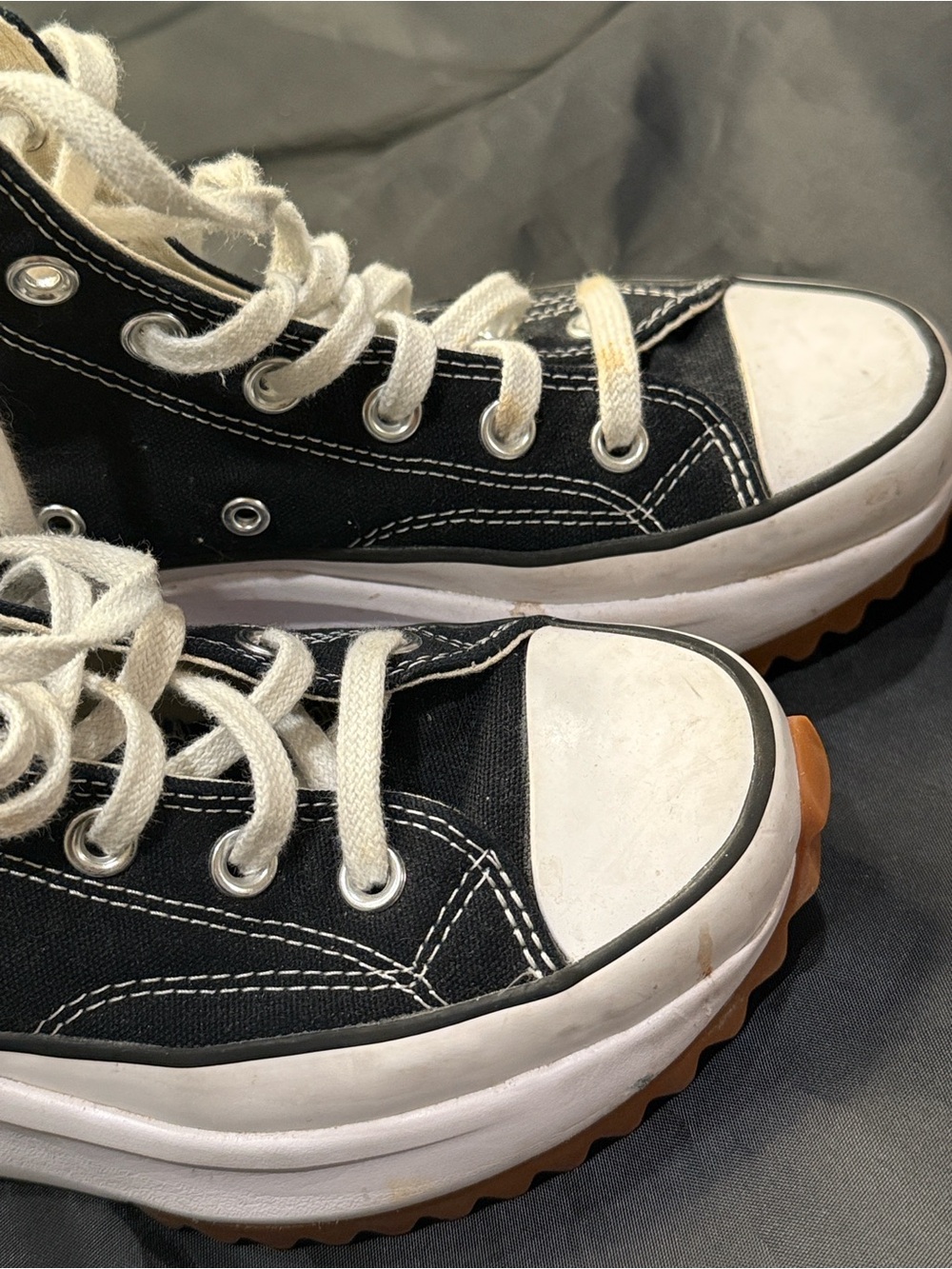 Converse Black and White High-Top Sneakers with Gum-Tone Outsole - Picture 3 of 7